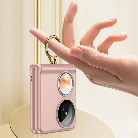 GKK For Huawei Pocket 2 Ring Kickstand Magnetic Hinge PC Folding Cover with Camera Lens Film