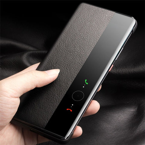 QIALINO For Huawei Pura 70 Pro Genuine Cow Leather Case Smartphone Cover with View Window