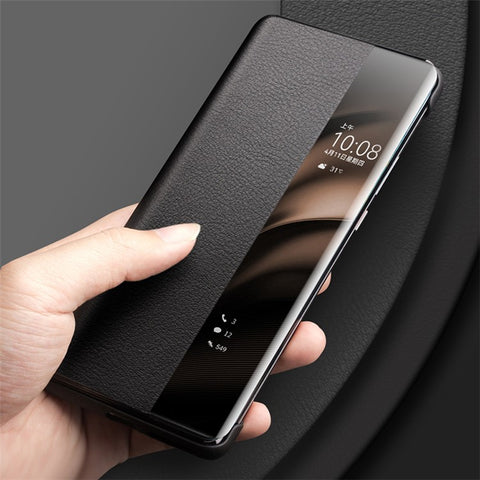 QIALINO For Huawei Pura 70 Pro / Pura 70 Pro+ Case Genuine Cow Leather Ultra-Thin Phone Cover with View Window