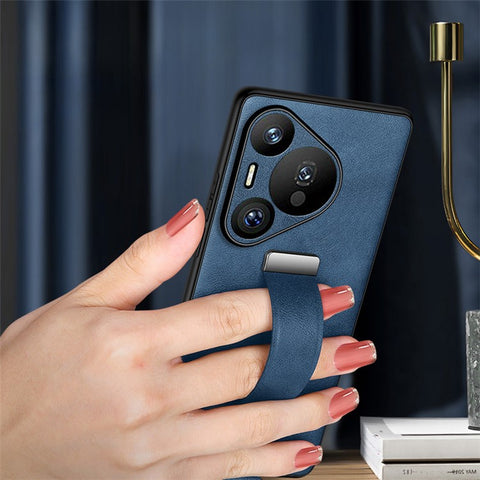 SULADA Fashion Series for Huawei Pura 70 Case Kickstand Wristband Leather Coated PC+TPU Phone Cover