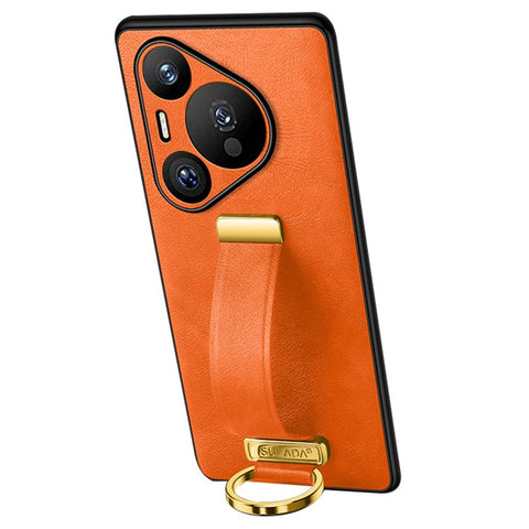 SULADA Fashion Series for Huawei Pura 70 Case Kickstand Wristband Leather Coated PC+TPU Phone Cover