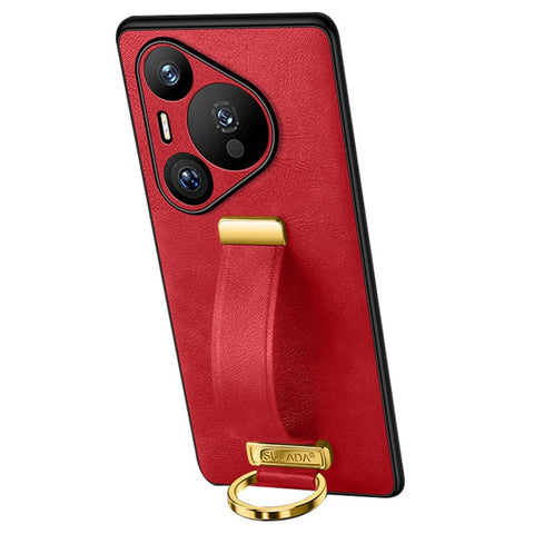 SULADA Fashion Series for Huawei Pura 70 Case Kickstand Wristband Leather Coated PC+TPU Phone Cover