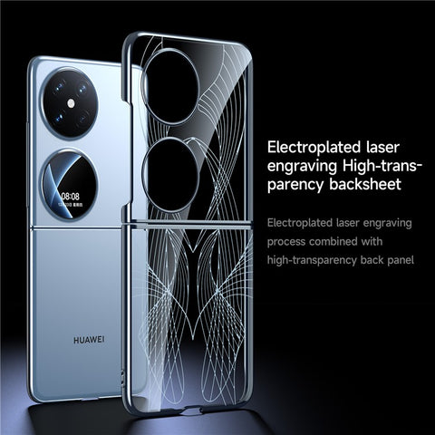 SULADA For Huawei P50 Pocket Phone Case Clear PC Laser Carving Shockproof Phone Cover