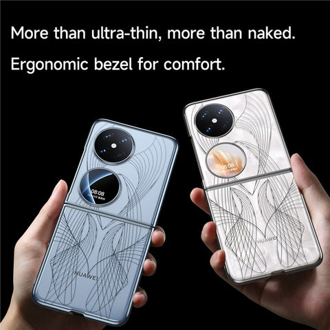 SULADA For Huawei P50 Pocket Phone Case Clear PC Laser Carving Shockproof Phone Cover