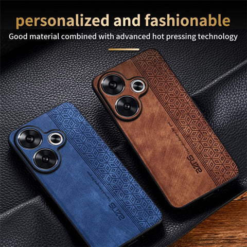 AZNS For Xiaomi Redmi Turbo 3 5G / Poco F6 5G Case PU Leather Coated TPU Imprinted Phone Cover