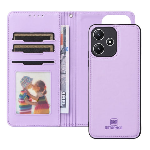 For Xiaomi Redmi 12 4G / 12 5G (Global) / 12R 4G / Poco M6 Pro 5G Magnetic Case BETOPNICE Detachable PU Leather Phone Cover with Strap