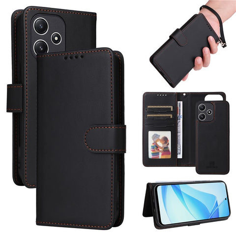 For Xiaomi Redmi 12 4G / 12 5G (Global) / 12R 4G / Poco M6 Pro 5G Magnetic Case BETOPNICE Detachable PU Leather Phone Cover with Strap