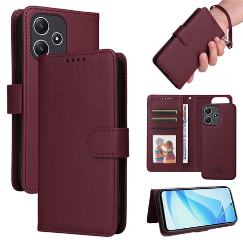 For Xiaomi Redmi 12 4G / 12 5G (Global) / 12R 4G / Poco M6 Pro 5G Magnetic Case BETOPNICE Detachable PU Leather Phone Cover with Strap