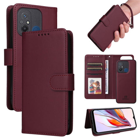 For Xiaomi Redmi 12C 4G / Redmi 11A 4G / Poco C55 4G Magnetic Case BETOPNICE Detachable PU Leather Phone Cover with Strap