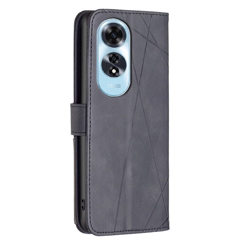 BINFEN COLOR For Oppo A60 4G Phone Cases Wallet Stand Geometry Imprint Leather Cover