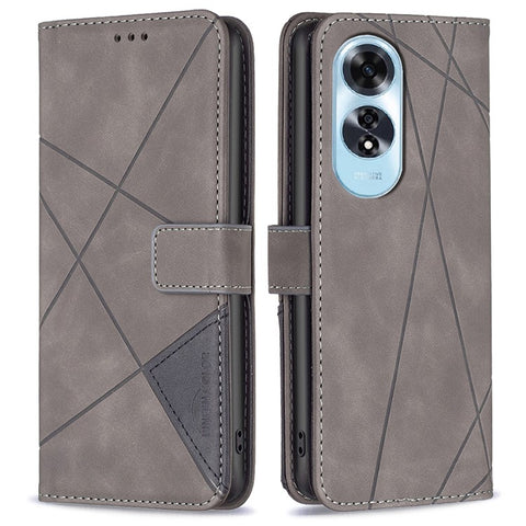 BINFEN COLOR For Oppo A60 4G Phone Cases Wallet Stand Geometry Imprint Leather Cover