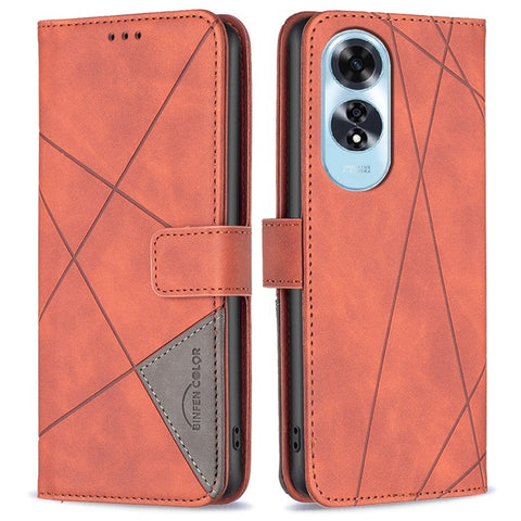 BINFEN COLOR For Oppo A60 4G Phone Cases Wallet Stand Geometry Imprint Leather Cover