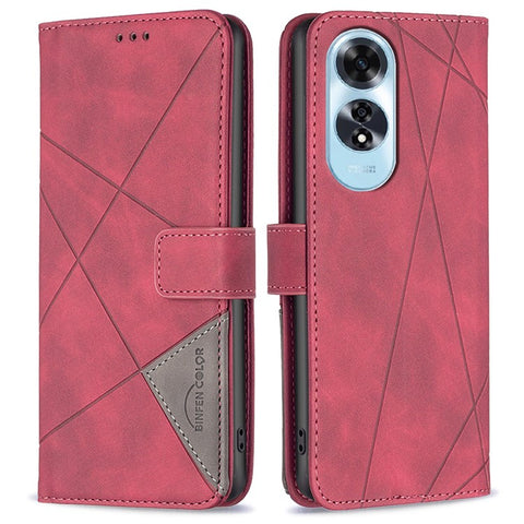 BINFEN COLOR For Oppo A60 4G Phone Cases Wallet Stand Geometry Imprint Leather Cover