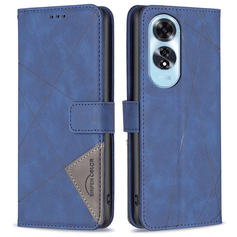BINFEN COLOR For Oppo A60 4G Phone Cases Wallet Stand Geometry Imprint Leather Cover