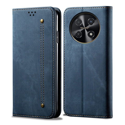 For Huawei nova 2i / Enjoy 70 Pro Leather Case Wallet Phone Cover Jeans Cloth Texture