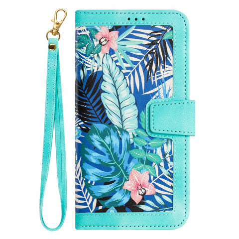 For Oppo Reno 9A Card Slot Case Flower Pattern PU Leather Flip Phone Cover