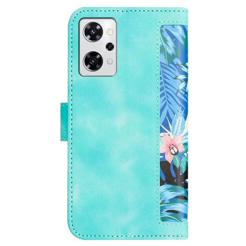 For Oppo Reno 9A Card Slot Case Flower Pattern PU Leather Flip Phone Cover