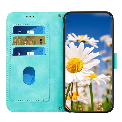 For Oppo Reno 9A Card Slot Case Flower Pattern PU Leather Flip Phone Cover