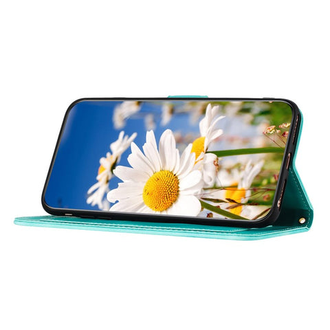 For Oppo Reno 9A Card Slot Case Flower Pattern PU Leather Flip Phone Cover