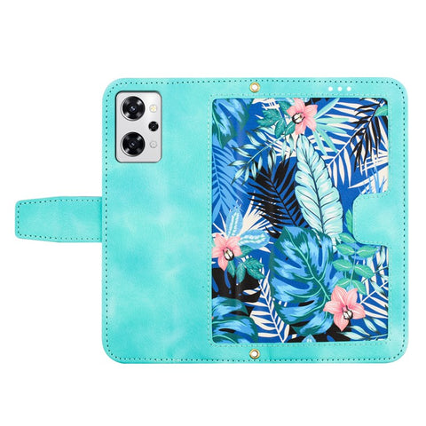 For Oppo Reno 9A Card Slot Case Flower Pattern PU Leather Flip Phone Cover