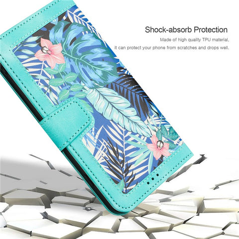 For Oppo Reno 9A Card Slot Case Flower Pattern PU Leather Flip Phone Cover