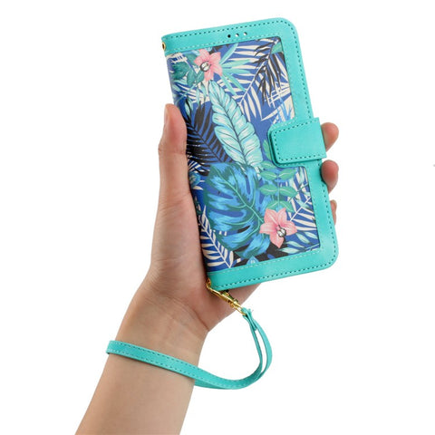 For Oppo Reno 9A Card Slot Case Flower Pattern PU Leather Flip Phone Cover