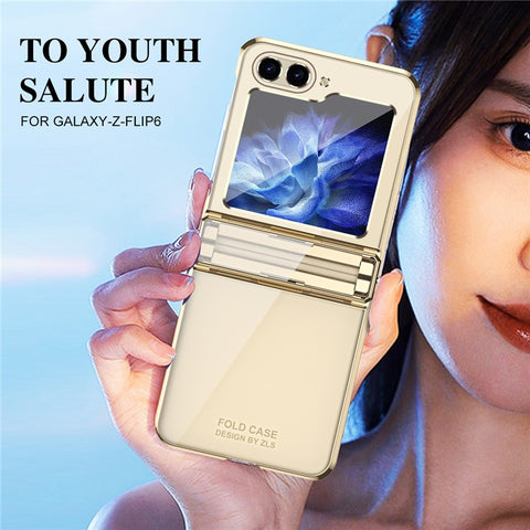 For Samsung Galaxy Z Flip7 FE 5G / Z Flip6 5G / Z Flip5 5G Case Electroplating Hard PC Folding Phone Cover