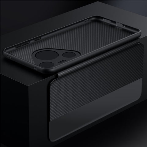 SULADA For Huawei Pura 70 Pro / Pura 70 Pro+ Case View Window Carbon Fiber Texture Leather Cover