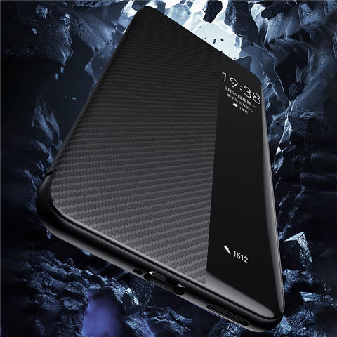 SULADA For Huawei Pura 70 Ultra Case Carbon Fiber Texture Leather Phone Cover Auto Sleep / Wake Up