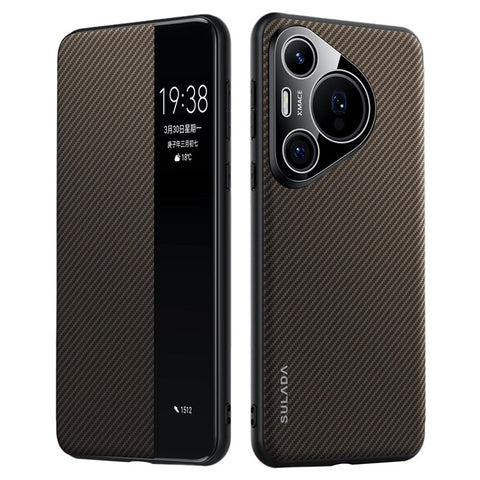 SULADA For Huawei Pura 70 Case View Window Leather Phone Cover with Auto Wake / Sleep