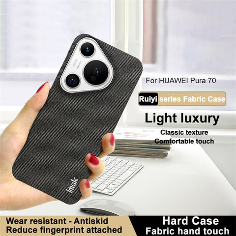IMAK Ruiyi Series for Huawei Pura 70 Case Fabric Texture Leather+PC Phone Back Cover