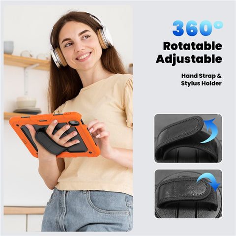 For iPad Air 11 (2026) / (2025) / (2024) Case Rotating Kickstand PC+Silicone Tablet Cover with Screen Film / Shoulder Strap