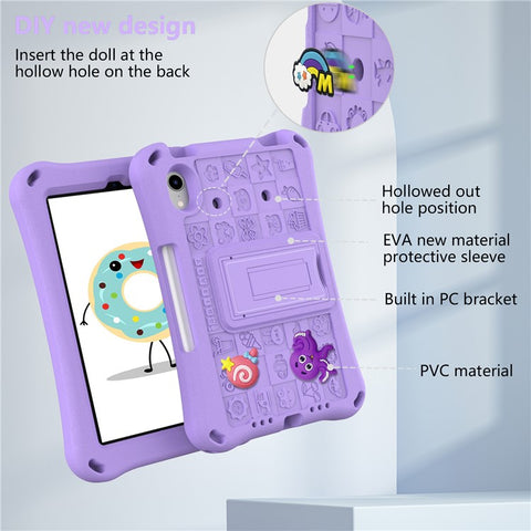 For iPad mini (2024) / mini (2021) Case EVA Tablet Kickstand Cover with Shoulder Strap