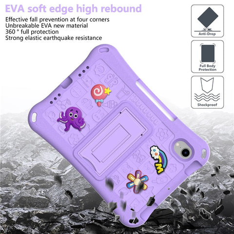 For iPad mini (2024) / mini (2021) Case EVA Tablet Kickstand Cover with Shoulder Strap
