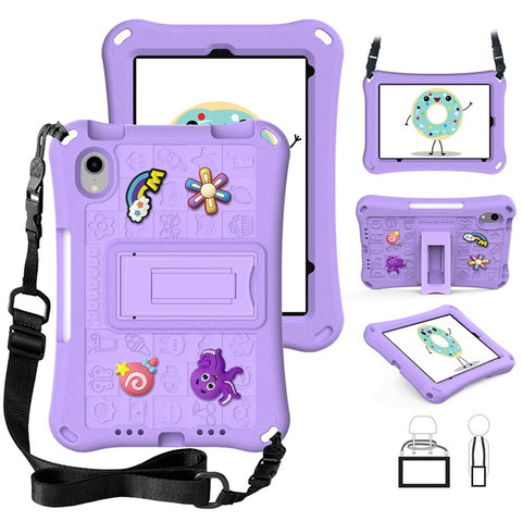 For iPad mini (2024) / mini (2021) Case EVA Tablet Kickstand Cover with Shoulder Strap
