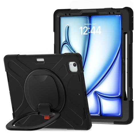 For iPad Air 13 (2026) / (2025) / (2024) / Pro 12.9 (2022) / (2021) / (2020) / (2018) Case TPU+PC+Silicone Tablet Cover Kickstand