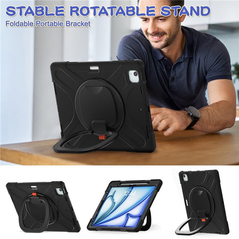 For iPad Air 13 (2026) / (2025) / (2024) / Pro 12.9 (2022) / (2021) / (2020) / (2018) Case TPU+PC+Silicone Tablet Cover Kickstand