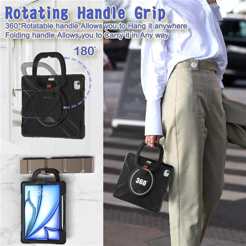 For iPad Air 13 (2026) / (2025) / (2024) / Pro 12.9 (2022) / (2021) / (2020) / (2018) Case TPU+PC+Silicone Tablet Cover Kickstand