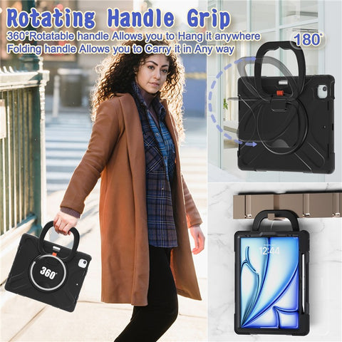 For iPad Air 13 (2026) / (2025) / (2024) / Pro 12.9 (2022) / (2021) / (2020) / (2018) Case TPU+PC+Silicone Tablet Cover Kickstand