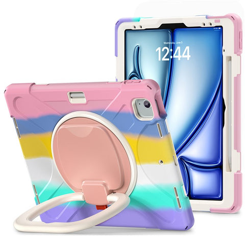 For iPad Air 13 (2026) / (2025) / (2024) / Pro 12.9 (2022) / (2021) / (2020) / (2018) Case TPU+PC+Silicone Tablet Cover Kickstand