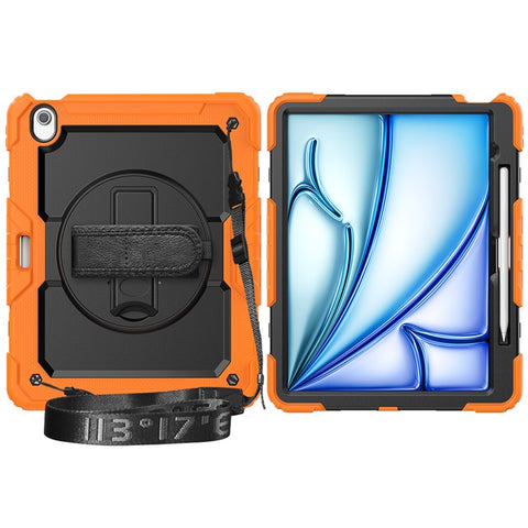 For iPad Air 13 (2026) / (2025) / (2024) Case PC+Silicone Dust-Proof Tablet Cover with PET Screen Protector / Shoulder Strap