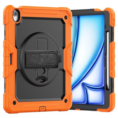 For iPad Air 13 (2026) / (2025) / (2024) Case PC+Silicone Dust-Proof Tablet Cover with PET Screen Protector / Shoulder Strap