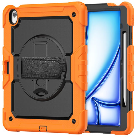 For iPad Air 13 (2026) / (2025) / (2024) Case PC+Silicone Dust-Proof Tablet Cover with PET Screen Protector / Shoulder Strap