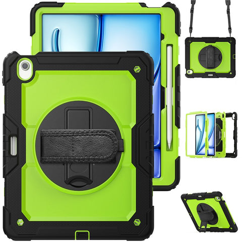 For iPad Air 13 (2026) / (2025) / (2024) Case PC+Silicone Dust-Proof Tablet Cover with PET Screen Protector / Shoulder Strap