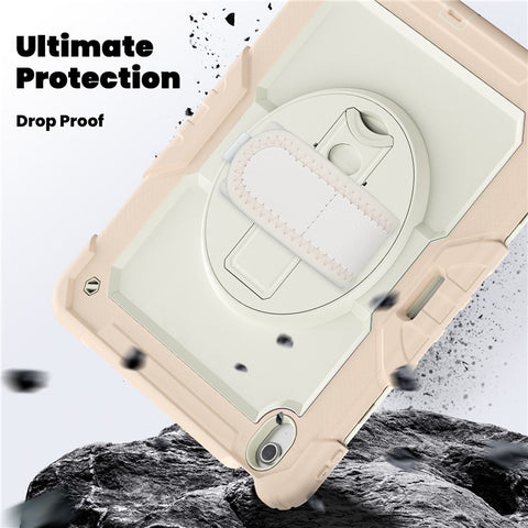 For iPad Air 13 (2024) Case Full Protection PC+Silicone Tablet Cover with Hand Strap+Shoulder Strap