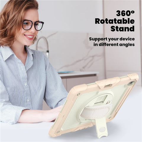 For iPad Air 13 (2024) Case Full Protection PC+Silicone Tablet Cover with Hand Strap+Shoulder Strap