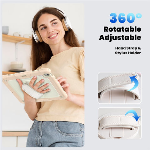 For iPad Air 13 (2024) Case Full Protection PC+Silicone Tablet Cover with Hand Strap+Shoulder Strap