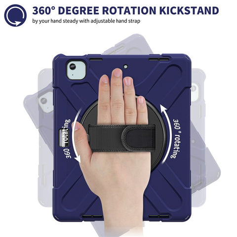 For iPad Air 13 (2025) / (2024) Case Rotary Kickstand PC+Silicone Hand Strap Tablet Cover