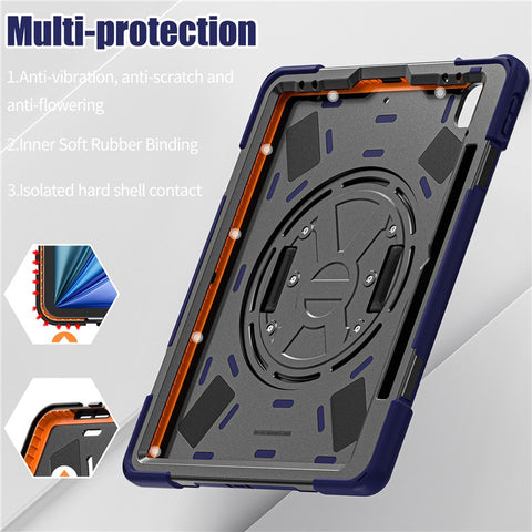 For iPad Air 13 (2025) / (2024) Case Rotary Kickstand PC+Silicone Hand Strap Tablet Cover