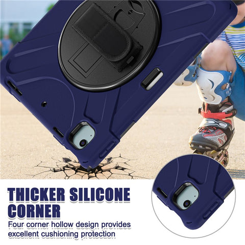 For iPad Air 13 (2025) / (2024) Case Rotary Kickstand PC+Silicone Hand Strap Tablet Cover